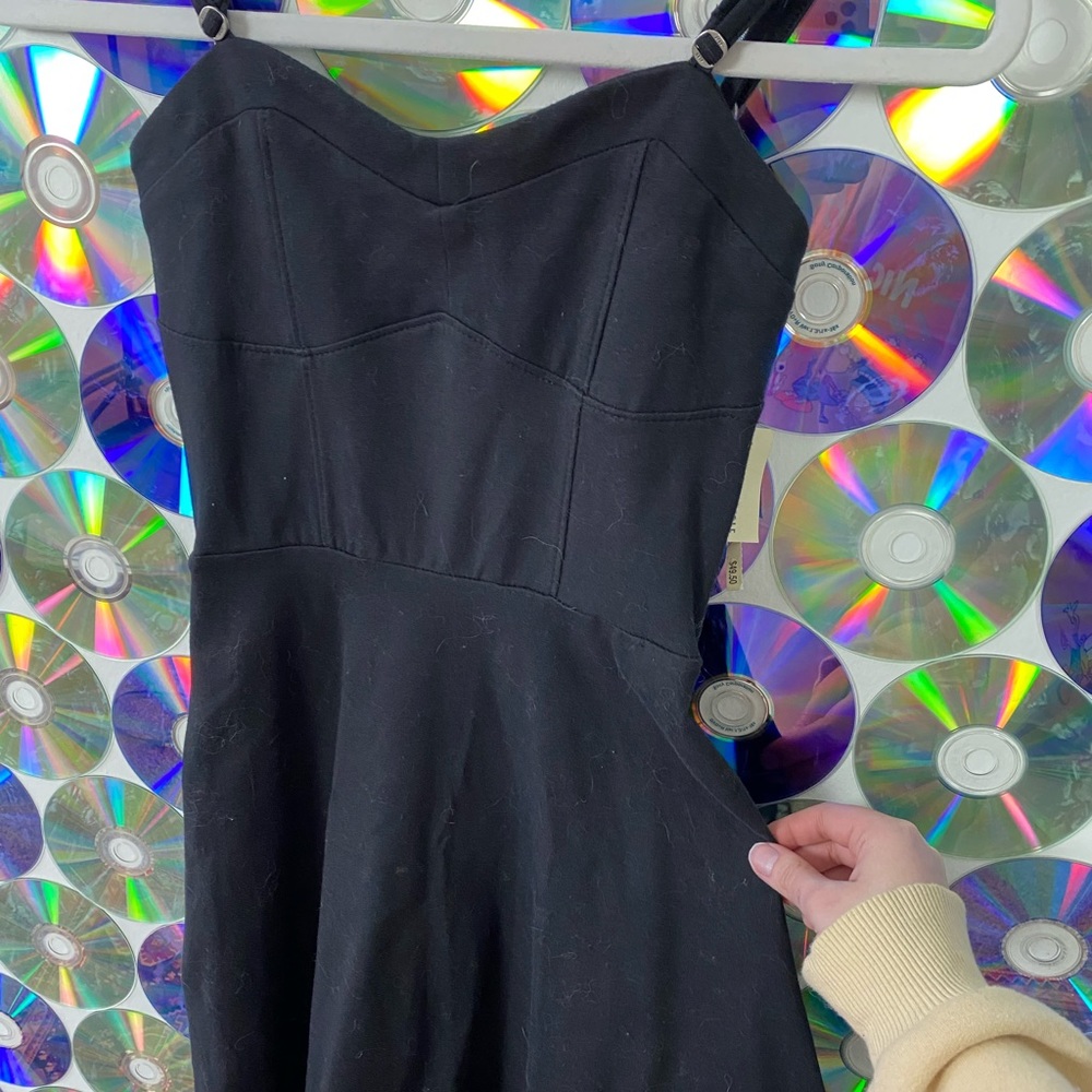 BLACK MINI SKATER DRESS WITH OPEN BACK